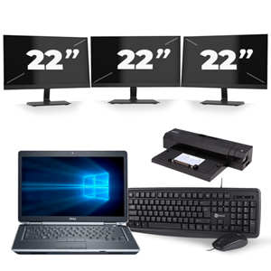 Dell Latitude E6430 - Intel Core i7-2e Generatie - 14 inch - 8GB RAM - 256GB SSD - Windows 10 + 3x 22 inch Monitor