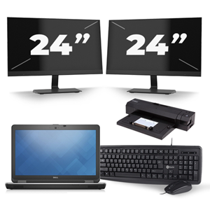 Dell Latitude E6540 - Intel Core i7-4e Generatie - 15 inch - 8GB RAM - 240GB SSD - Windows 11 + 2x 24 inch Monitor
