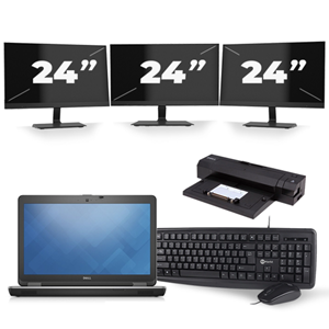 Dell Latitude E6540 - Intel Core i7-4e Generatie - 15 inch - 8GB RAM - 240GB SSD - Windows 11 + 3x 24 inch Monitor