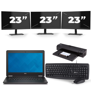 Dell Latitude E7240 - Intel Core i5-4e Generatie - 12 inch - 8GB RAM - 240GB SSD - Windows 11 + 3x 23 inch Monitor