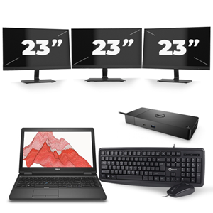 Dell Precision 3520 - Intel Core i7-7e Generatie - 15 inch - 16GB RAM - 480GB SSD - Windows 11 + 3x 23 inch Monitor