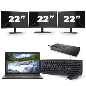 Dell Precision 3541 - Intel Core i7-9e Generatie - 15 inch - 16GB RAM - 480GB SSD - Windows 11 + 3x 22 inch Monitor