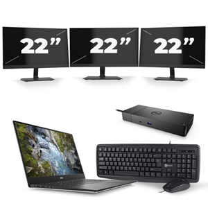 Dell Precision 5540 - Intel Core i7-9e Generatie - 15 inch - 16GB RAM - 480GB SSD - Windows 11 + 3x 22 inch Monitor