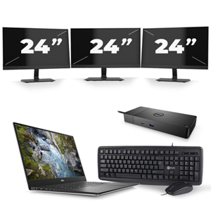 Dell Precision 5540 - Intel Core i7-9e Generatie - 15 inch - 16GB RAM - 480GB SSD - Windows 11 + 3x 24 inch Monitor