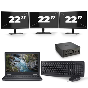 Dell Precision 7530 - Intel Core i7-8e Generatie - 15 inch - 16GB RAM - 480GB SSD - Windows 11 + 3x 22 inch Monitor