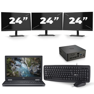 Dell Precision 7530 - Intel Core i7-8e Generatie - 15 inch - 16GB RAM - 480GB SSD - Windows 11 + 3x 24 inch Monitor
