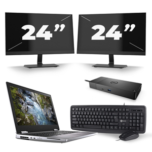 Dell Precision 7540 - Intel Core i7-9e Generatie - 15 inch - 16GB RAM - 480GB SSD - Windows 11 + 2x 24 inch Monitor