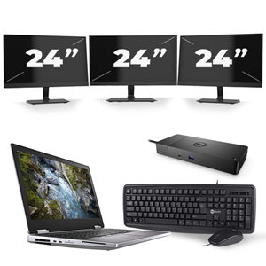 Dell Precision 7540 - Intel Core i7-9e Generatie - 15 inch - 16GB RAM - 480GB SSD - Windows 11 + 3x 24 inch Monitor