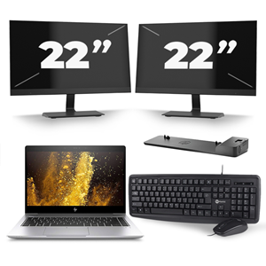 HP EliteBook 840 G5 - Intel Core i5-8e Generatie - 14 inch - 16GB RAM - 480GB SSD - Windows 11 + 2x 22 inch Monitor
