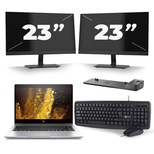 HP EliteBook 840 G5 - Intel Core i5-8e Generatie - 14 inch - 16GB RAM - 480GB SSD - Windows 11 + 2x 23 inch Monitor