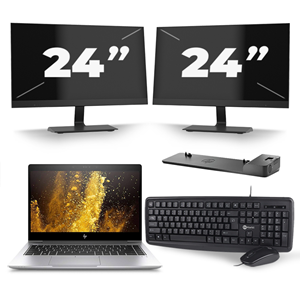 HP EliteBook 840 G5 - Intel Core i5-8e Generatie - 14 inch - 16GB RAM - 480GB SSD - Windows 11 + 2x 24 inch Monitor