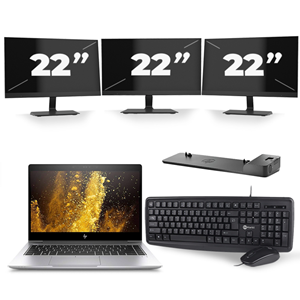 HP EliteBook 840 G5 - Intel Core i5-8e Generatie - 14 inch - 16GB RAM - 480GB SSD - Windows 11 + 3x 22 inch Monitor