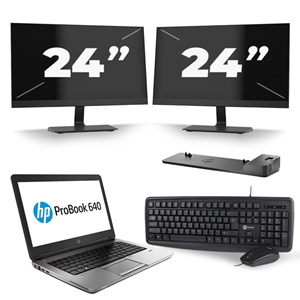 HP ProBook 640 G4 - Intel Core i5-8e Generatie - 14 inch - 16GB RAM - 480GB SSD - Windows 11 + 2x 24 inch Monitor