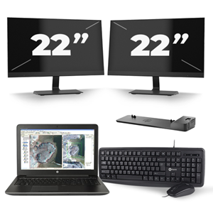 HP ZBook 15 G3 - Intel Core i7-6e Generatie - 15 inch - 16GB RAM - 480GB SSD - Windows 11 + 2x 22 inch Monitor