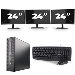HP EliteDesk 800 G1 SFF - Intel Core i7-4e Generatie - 16GB RAM - 480GB SSD - Windows 10 + 3x 24 inch Monitor