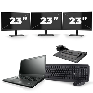 Lenovo ThinkPad T440s - Intel Core i5-4e Generatie - 14 inch - 8GB RAM - 256GB SSD - Windows 11 + 3x 23 inch Monitor