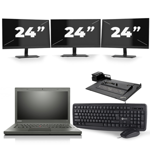 Lenovo ThinkPad T450 - Intel Core i5-5e Generatie - 14 inch - 8GB RAM - 240GB SSD - Windows 11 + 3x 24 inch Monitor