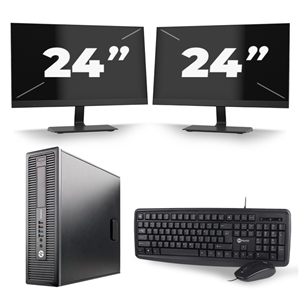 HP EliteDesk 800 G2 SFF - Intel Core i3-6e Generatie - 8GB RAM - 120GB SSD - Windows 11 + 2x 24 inch Monitor