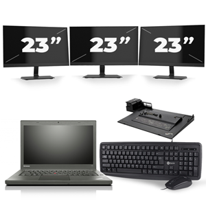 Lenovo ThinkPad T460 - Intel Core i5-6e Generatie - 14 inch - 8GB RAM - 240GB SSD - Windows 11 + 3x 23 inch Monitor