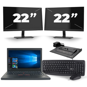 Lenovo ThinkPad X260 - Intel Core i5-6e Generatie - 12 inch - 8GB RAM - 240GB SSD - Windows 11 + 2x 22 inch Monitor