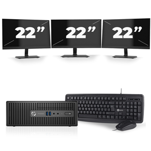 HP ProDesk 400 G3 SFF - Intel Core i5-6e Generatie - 8GB RAM - 240GB SSD - Windows 11 + 3x 22 inch Monitor