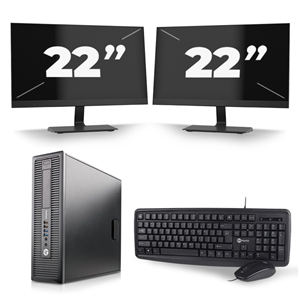 HP ProDesk 600 G1 SFF - Intel Core i5-4e Generatie - 8GB RAM - 240GB SSD - Windows 10 + 2x 22 inch Monitor