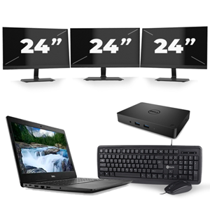Dell Latitude 3490 - Intel Core i3-7e Generatie - 14 inch - 8GB RAM - 240GB SSD - Windows 11 + 3x 24 inch Monitor