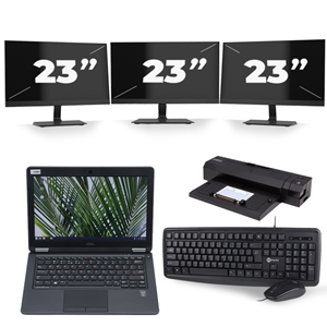 Dell Latitude 5280 - Intel Core i3-7e Generatie - 12 inch - 8GB RAM - 240GB SSD - Windows 11 + 3x 23 inch Monitor