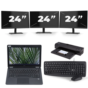 Dell Latitude 5280 - Intel Core i3-7e Generatie - 12 inch - 8GB RAM - 240GB SSD - Windows 11 + 3x 24 inch Monitor