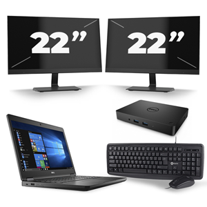 Dell Latitude 5480 - Intel Core i3-7e Generatie - 14 inch - 8GB RAM - 240GB SSD - Windows 11 + 2x 22 inch Monitor