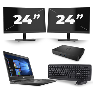 Dell Latitude 5480 - Intel Core i3-7e Generatie - 14 inch - 8GB RAM - 240GB SSD - Windows 11 + 2x 24 inch Monitor