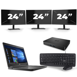 Dell Latitude 5480 - Intel Core i5-6e Generatie - 14 inch - 8GB RAM - 240GB SSD - Windows 11 + 3x 24 inch Monitor