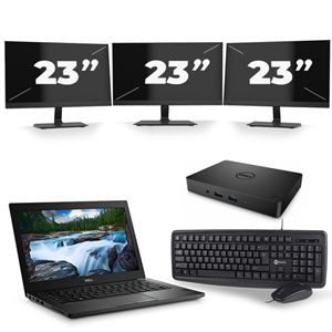 Dell Latitude 5490 - Intel Core i3-7e Generatie - 14 inch - 8GB RAM - 240GB SSD - Windows 11 + 3x 23 inch Monitor