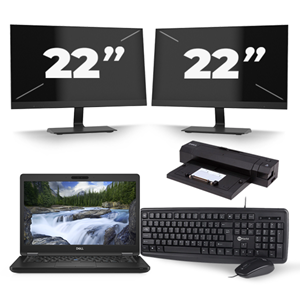 Dell Latitude 5491 - Intel Core i5-8e Generatie - 14 inch - 16GB RAM - 480GB SSD - Windows 11 + 2x 22 inch Monitor