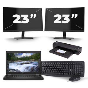 Dell Latitude 5491 - Intel Core i5-8e Generatie - 14 inch - 16GB RAM - 480GB SSD - Windows 11 + 2x 23 inch Monitor