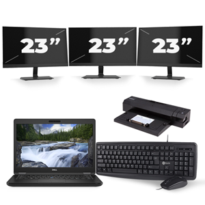 Dell Latitude 5491 - Intel Core i5-8e Generatie - 14 inch - 16GB RAM - 480GB SSD - Windows 11 + 3x 23 inch Monitor