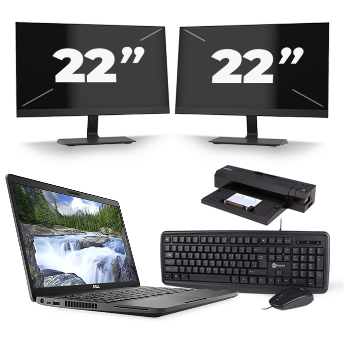 Dell Latitude 5500 - Intel Core i5-8e Generatie - 15 inch - 16GB RAM - 512GB SSD - Windows 11 + 2x 22 inch Monitor