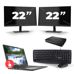 Dell Latitude 7300 - Intel Core i5-8e Generatie - 13 inch - Touch - 16GB RAM - 512GB SSD - Windows 11 Home + 2x 22 inch Monitor