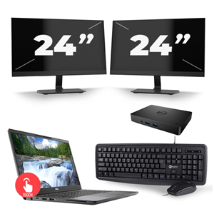Dell Latitude 7300 - Intel Core i5-8e Generatie - 13 inch - Touch - 16GB RAM - 512GB SSD - Windows 11 Home + 2x 24 inch Monitor