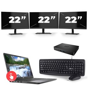 Dell Latitude 7300 - Intel Core i5-8e Generatie - 13 inch - Touch - 16GB RAM - 512GB SSD - Windows 11 Home + 3x 22 inch Monitor