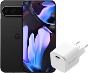 Google Pixel 9 Pro XL 128GB Zwart 5G + BlueBuilt Oplader met Usb C Poort 30W Wit
