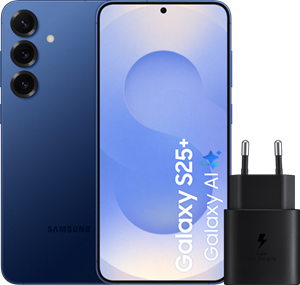 Samsung Galaxy S25 Plus 512GB Donkerblauw 5G +  Oplader 25 Watt Zwart