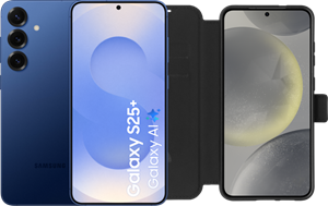 Samsung Galaxy S25 Plus 512GB Donkerblauw 5G + BlueBuilt Book Case Zwart