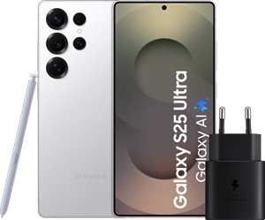 Samsung Galaxy S25 Ultra 1TB Wit 5G +  Oplader 25 Watt Zwart