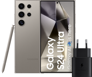 Samsung Galaxy S24 Ultra 1TB Grijs 5G +  Snellader 25 Watt Zwart