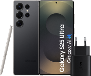 Samsung Galaxy S25 Ultra 1TB Zwart 5G +  Oplader 25 Watt Zwart
