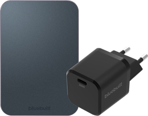 BlueBuilt Draadloze Powerbank met MagSafe Magneet 5.000 mAh + Oplader 30W Zwart