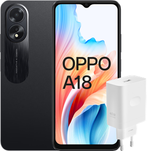 Oppo A18 128GB Zwart 4G +  SuperVOOC Oplader 45W