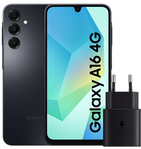 Samsung Galaxy A16 128GB Zwart 4G +  Oplader 25W Zwart
