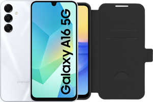 Samsung Galaxy A16 128GB Wit 5G + BlueBuilt Book Case Zwart